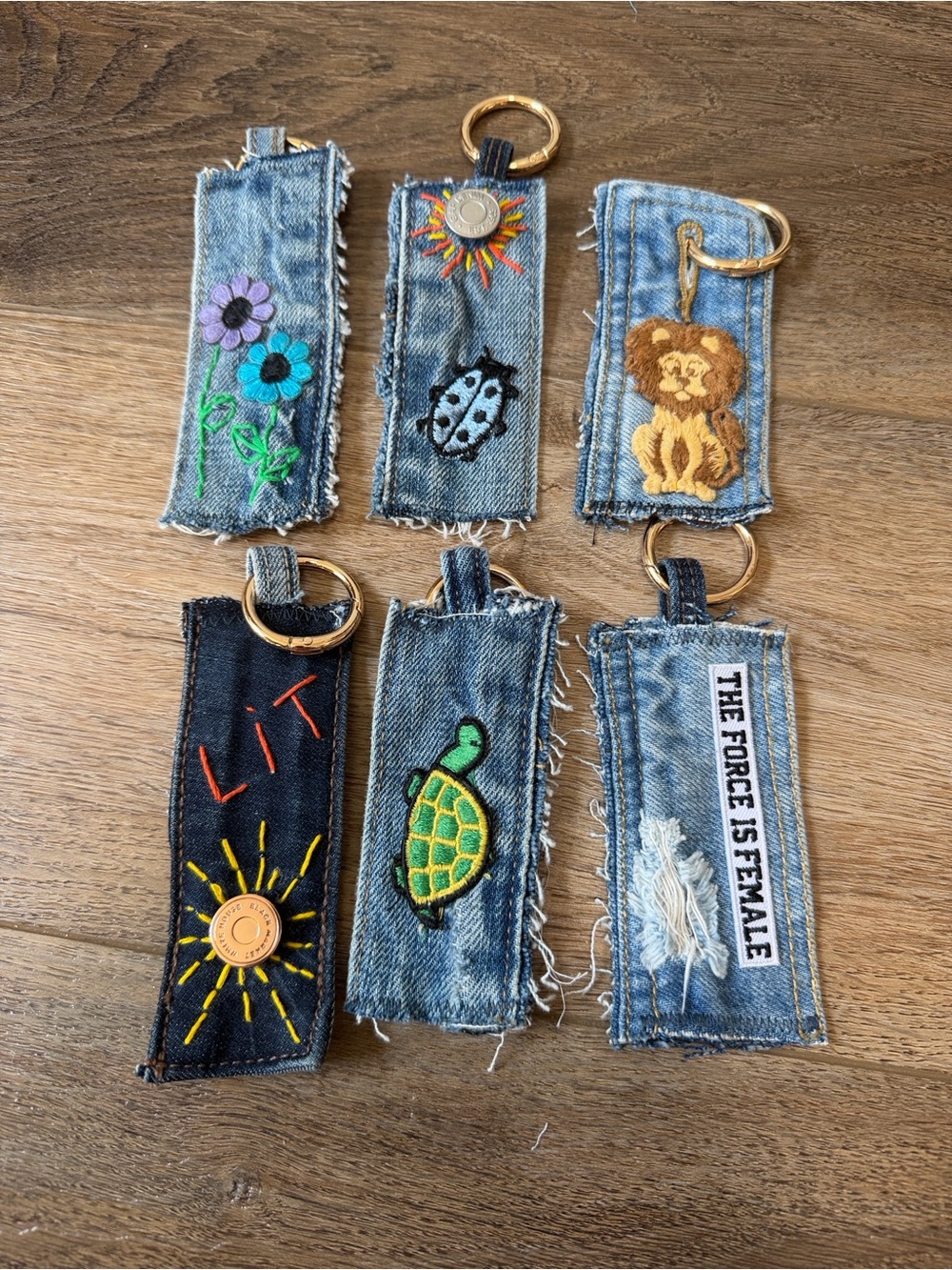 Handmade Denim Keychains available with patches